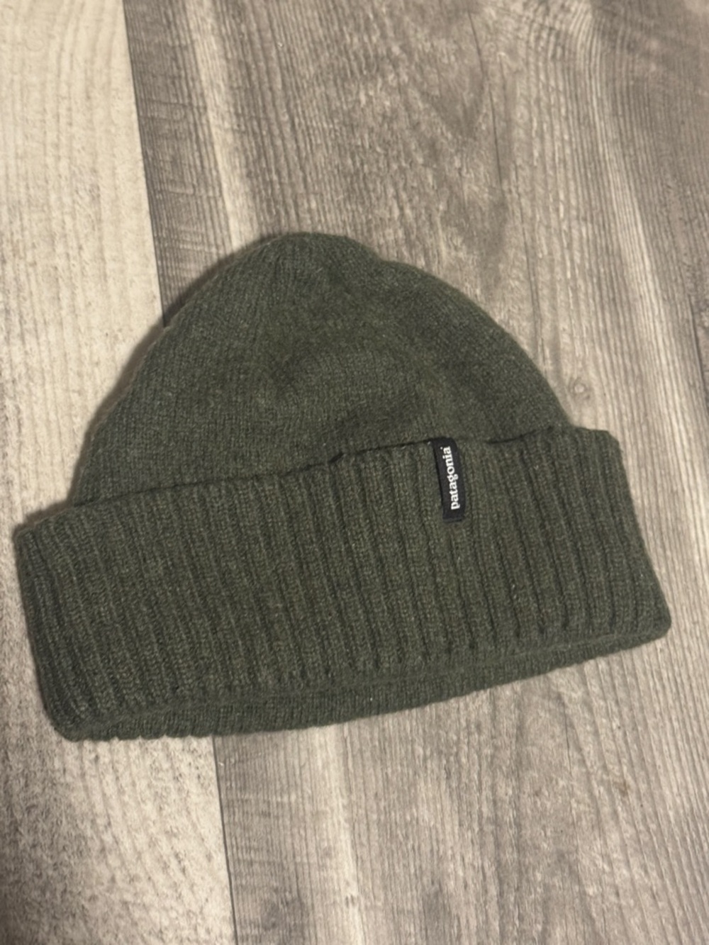 Patagonia Dark Olive Ribbed Cuffed Beanie